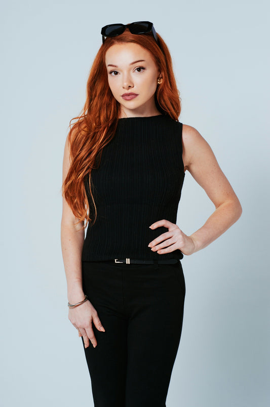 The Sylvie Cashmere Blend Top –Noir │ Petite