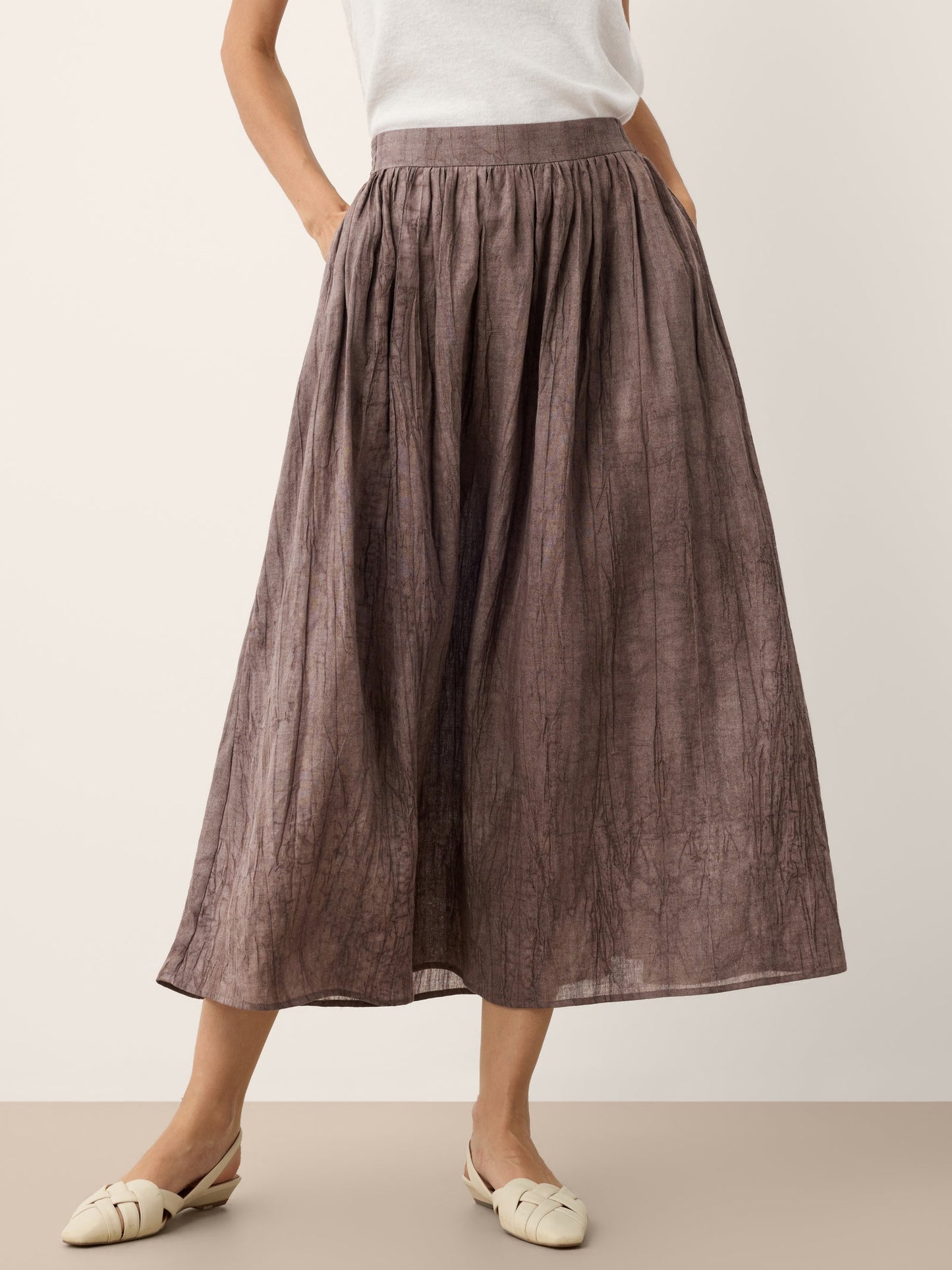 Lyocell Textured Pleated Waist Skirt ROSAMUND