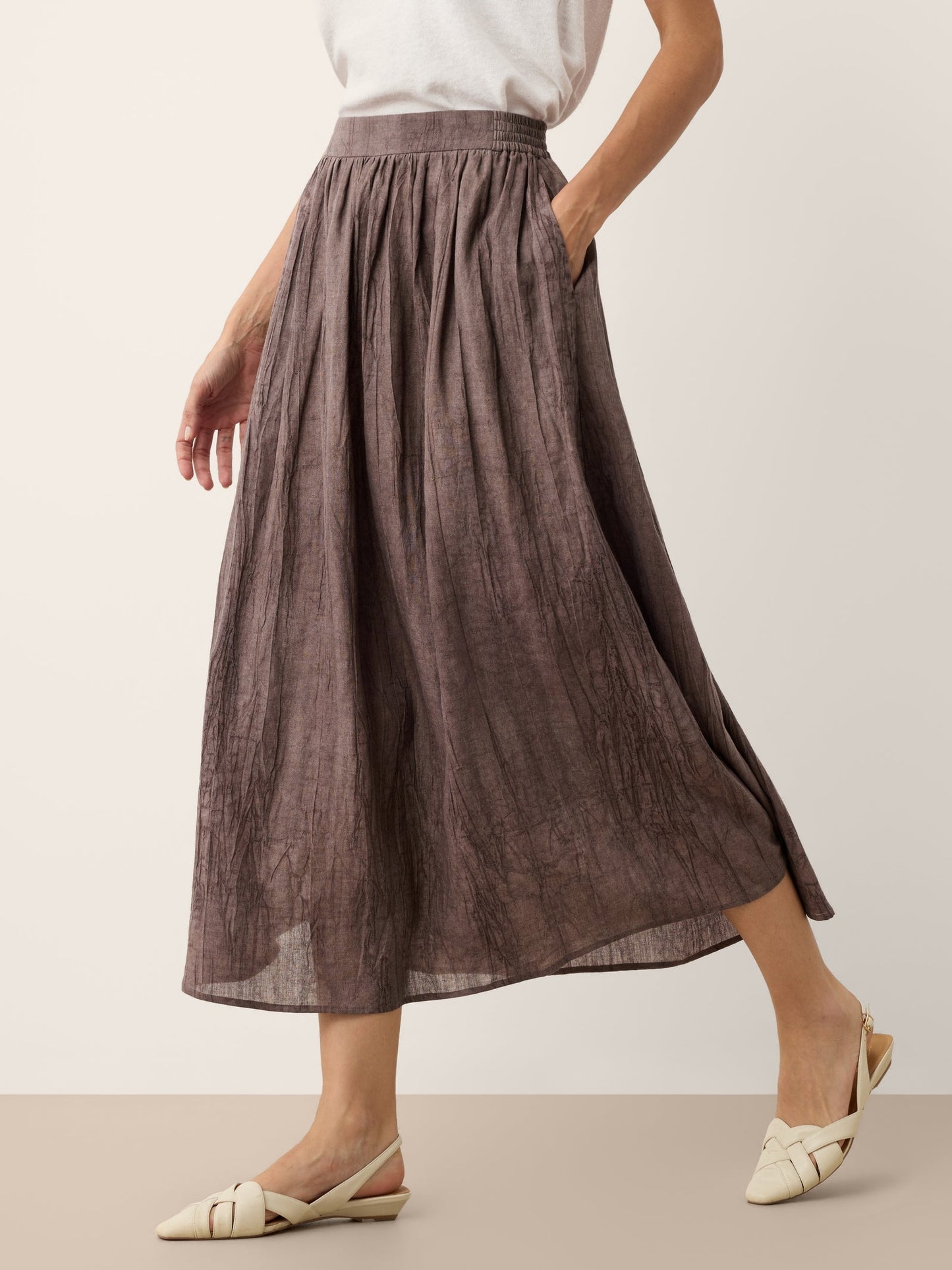 Lyocell Textured Pleated Waist Skirt ROSAMUND