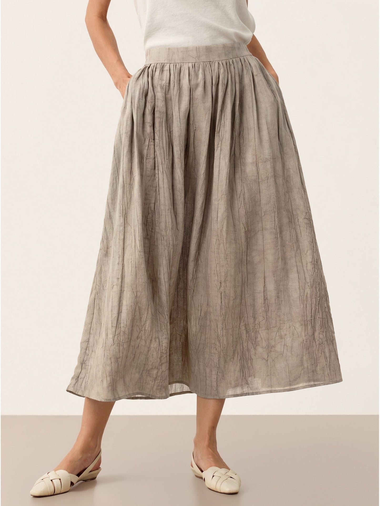 Lyocell Textured Pleated Waist Skirt ROSAMUND