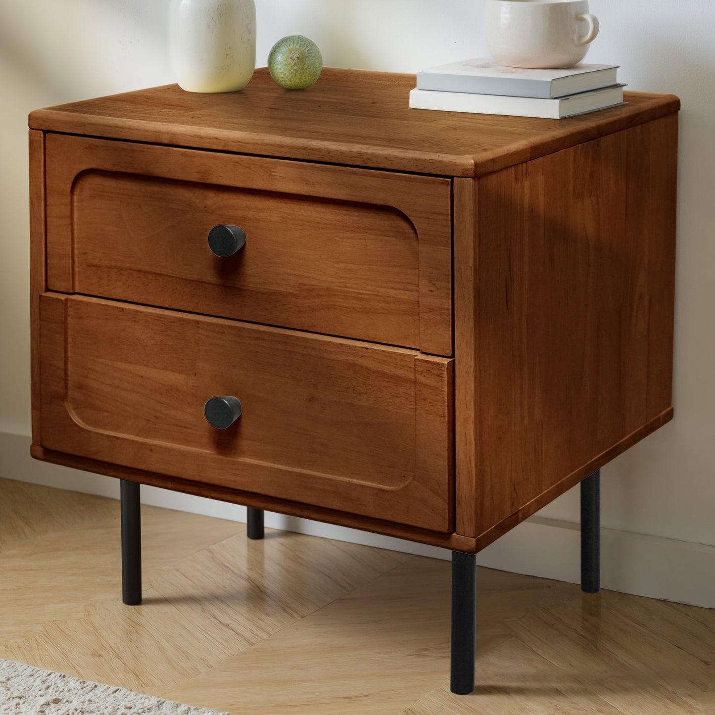 Acacia Savana Mid-Century 2 - Drawer Solid Wood Nightstand