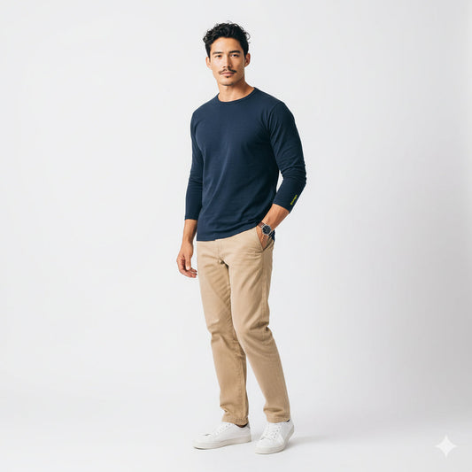 Mason Navy Long Sleeve Crew