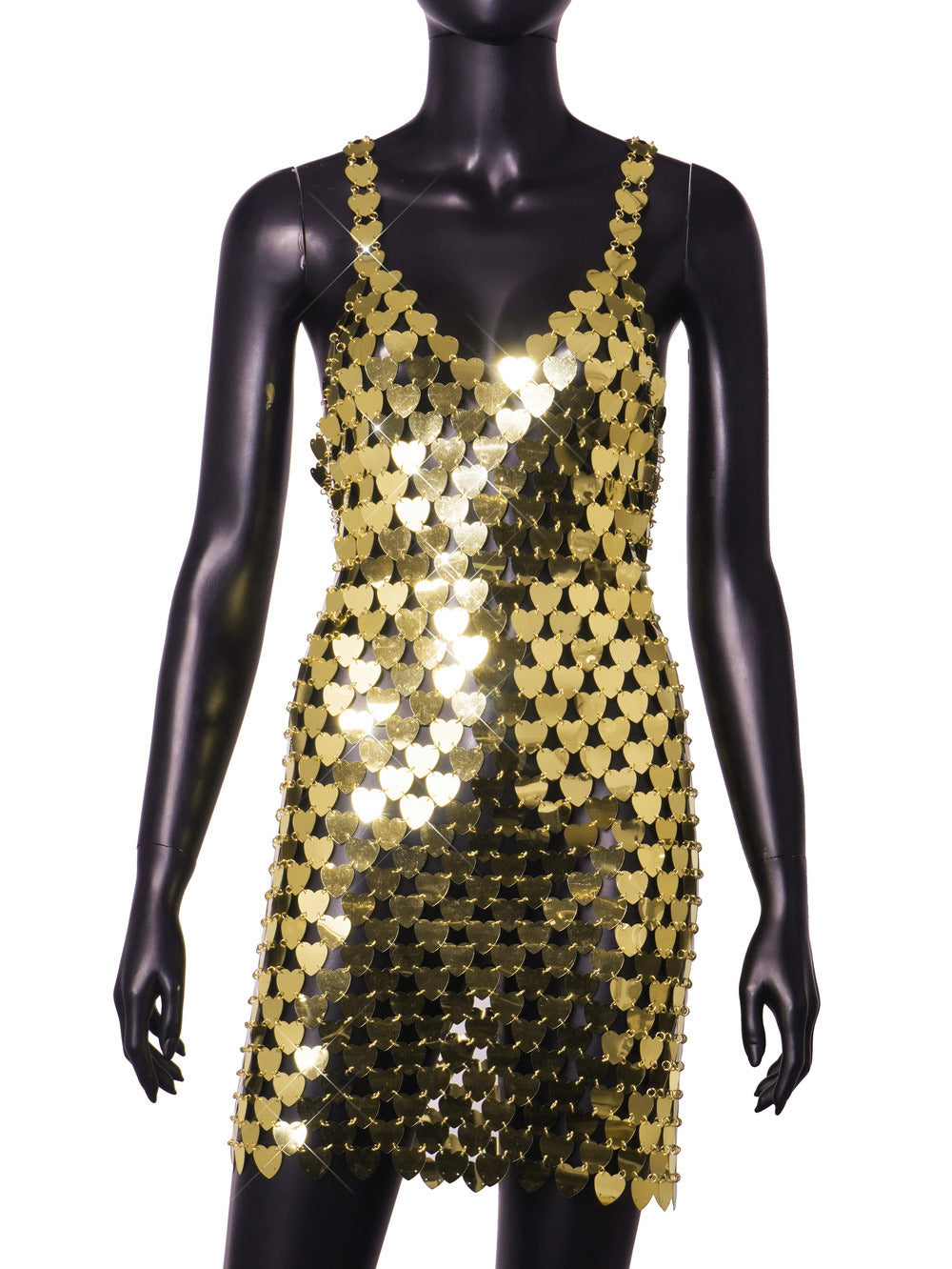 Metal Sequ Stitching Hip Love Shape Print Dress Women Stage Costume