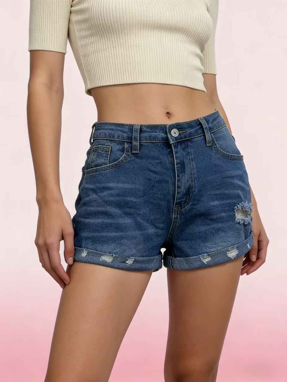 Slim Sexy Slim Fit Ripped Tassel Women Denim Shorts