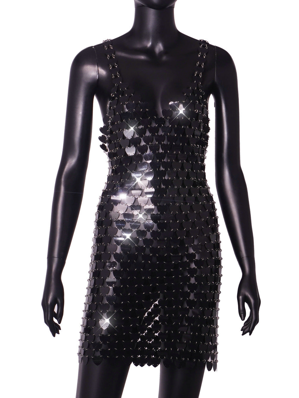 Metal Sequ Stitching Hip Love Shape Print Dress Women Stage Costume
