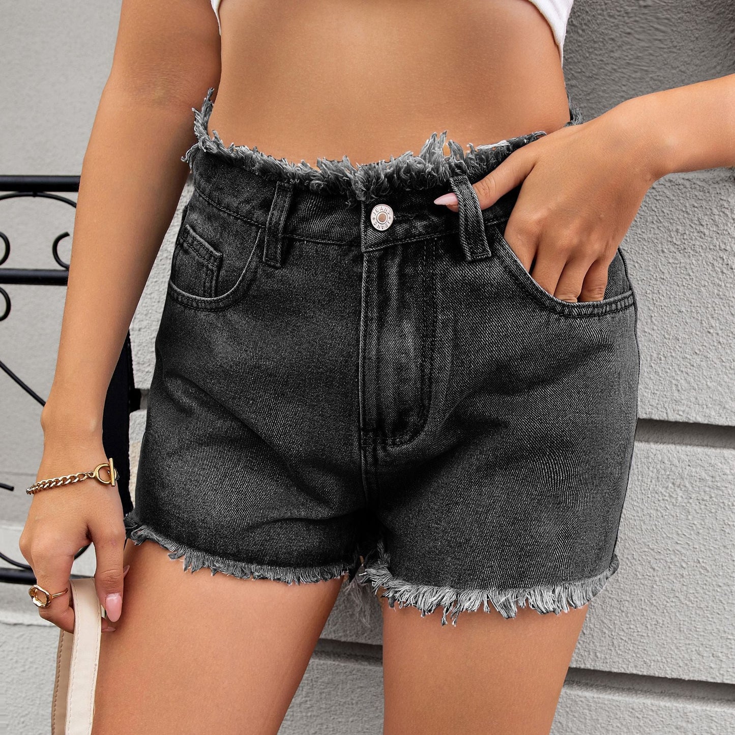 Women Washing Sexy Raw Edge Denim Shorts Pants Tide