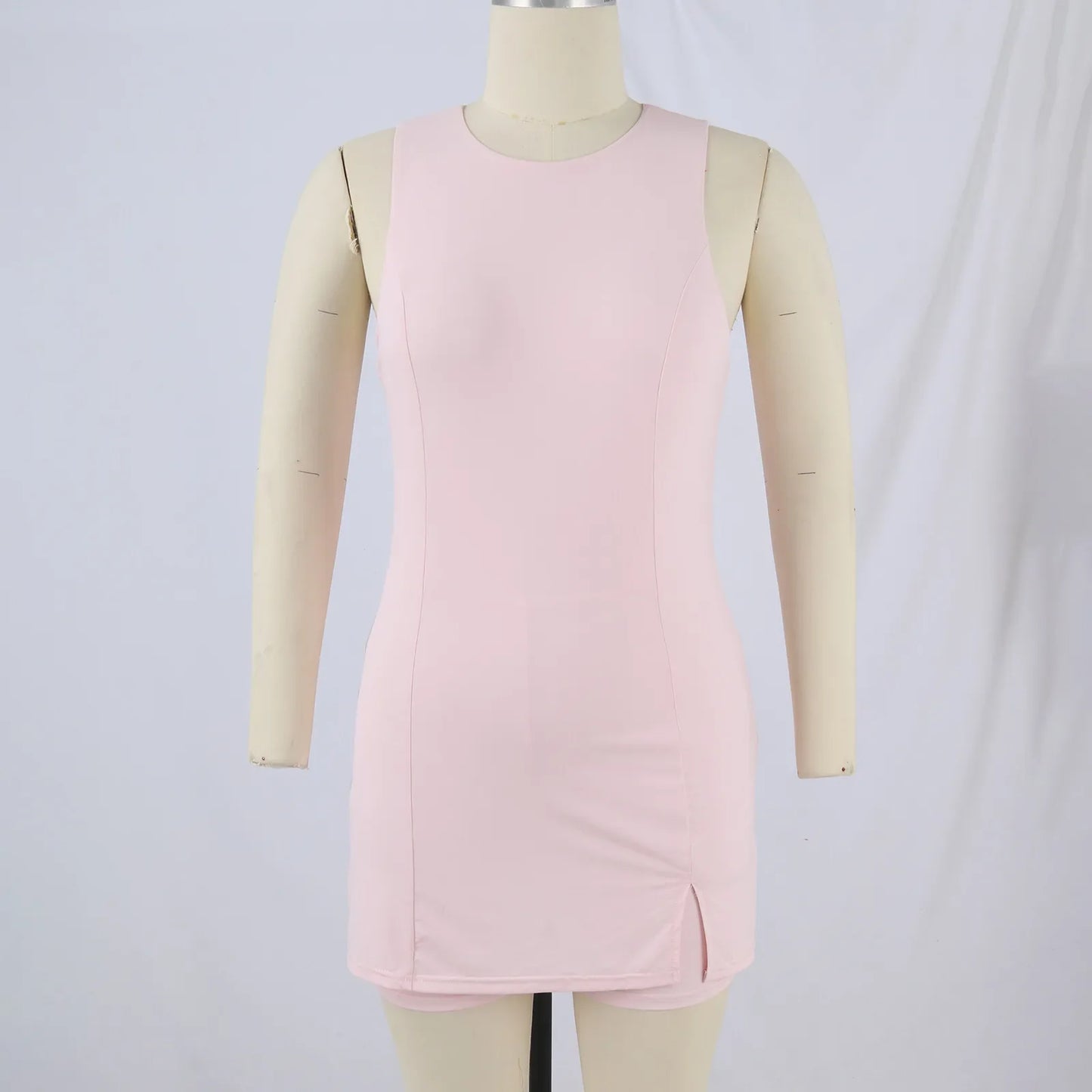 Minimalist Tennis Dress Summer Thin Workout Athletic Sleeveless Fitted Slit Active Dress Built In Shorts Soft and Comfy Clothes