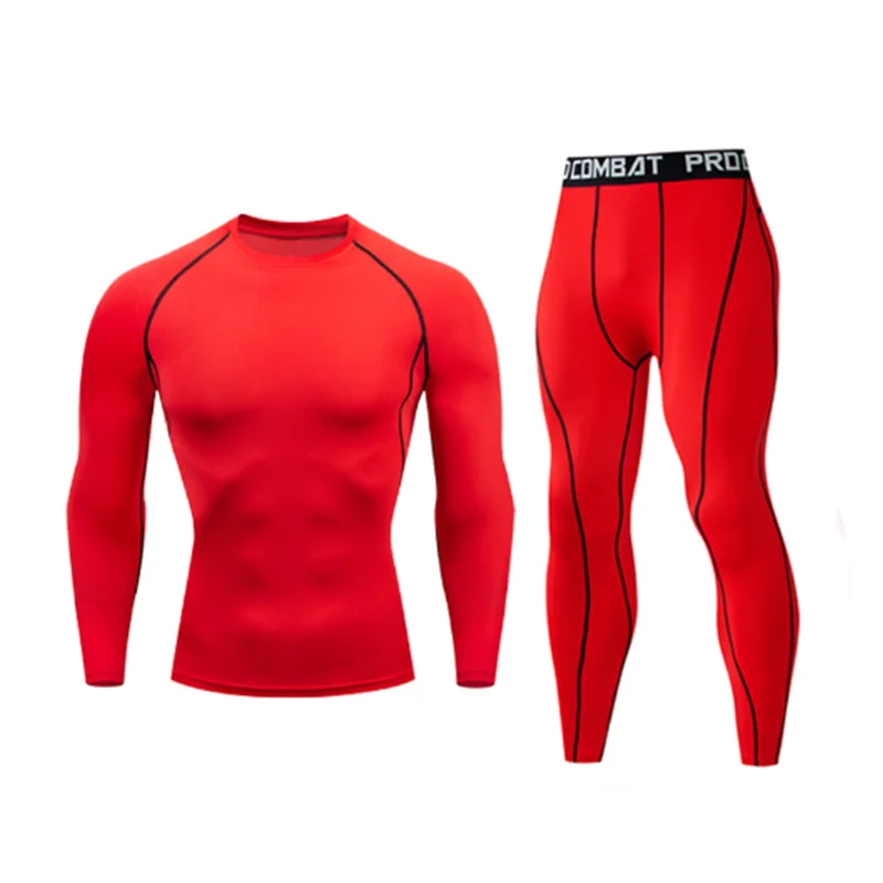 2-piece men's warm corset Ski warm suit jacket and trousers fitness running yoga athletes sports pants
