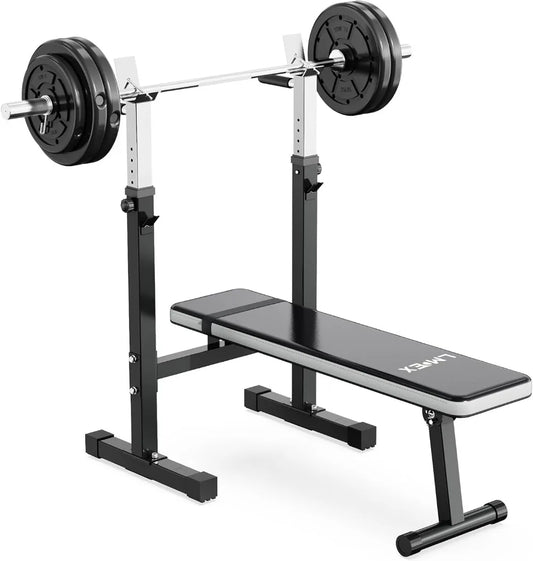 Adjustable Weight Bench with Squat Rack and Dip Station