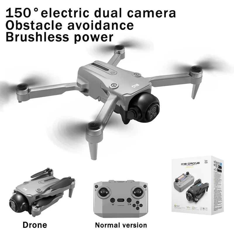 2025 New D18 Drone with 8K HD 150° Electric dual camera Angle Obstacle Avoidance Foldable Quadcopter for Aerial Photography Toy