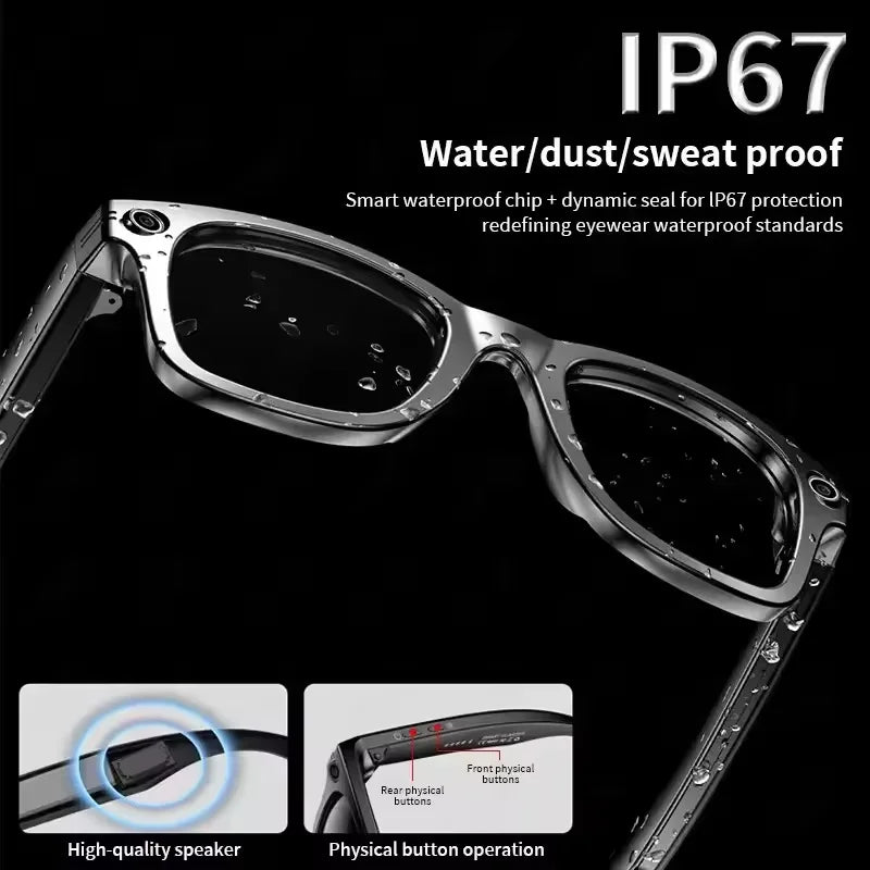 GUHUAVMI AI Smart Glasses 800W Anti Shake HD Camera Video Recording Languages Translation Sunglasses Bluetooth Call Music Play