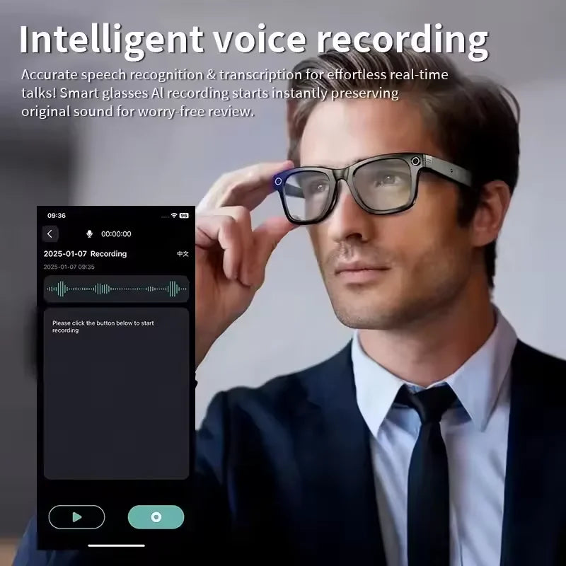 GUHUAVMI AI Smart Glasses 800W Anti Shake HD Camera Video Recording Languages Translation Sunglasses Bluetooth Call Music Play