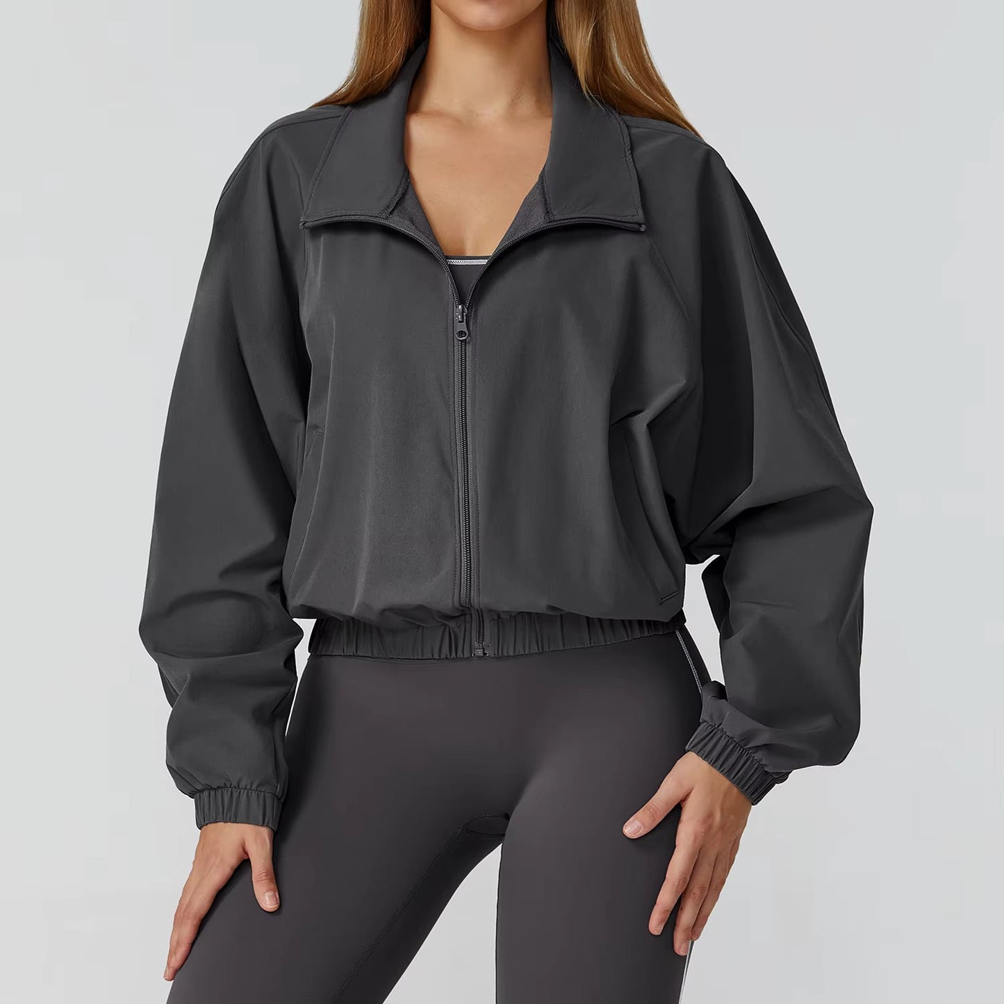 Gym & Fitness Jacket: Long Sleeve Yoga Top with Pockets