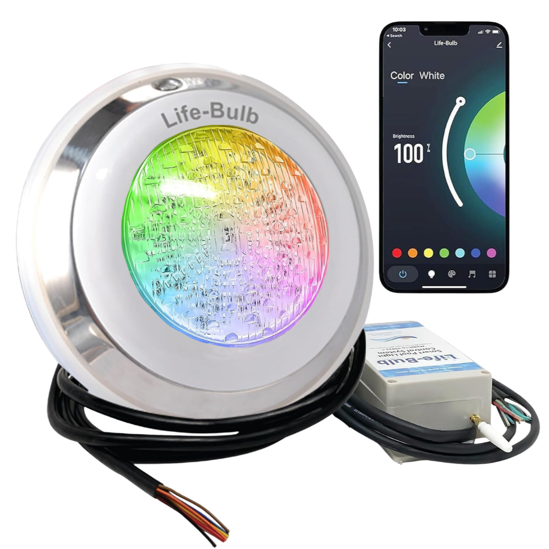 Life-Bulb Smart Wall-Mount Color LED Inground 7" Pool/Spa Light System (75ft Cord) | 110V/120V | Lifetime Replacement Program