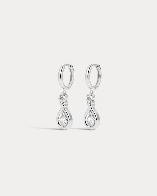 The Georgia Stone Knot Hoops- Silver
