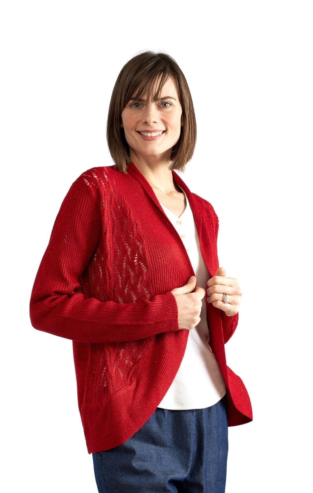 Women's Open Front Glitter Shrug — Lightweight Metallic Knit