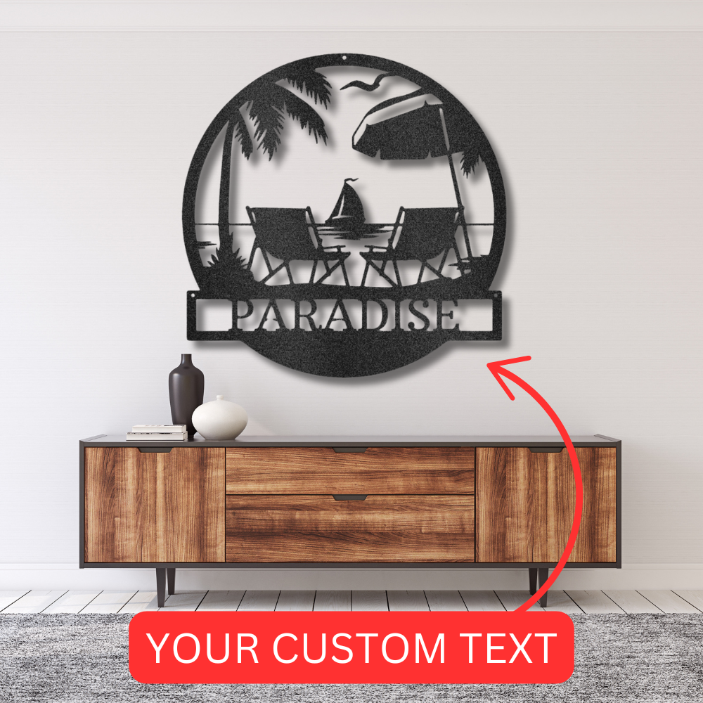 Custom Metal Wall Art - Personalized Beach Sign