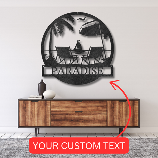 Custom Metal Wall Art - Personalized Beach Sign