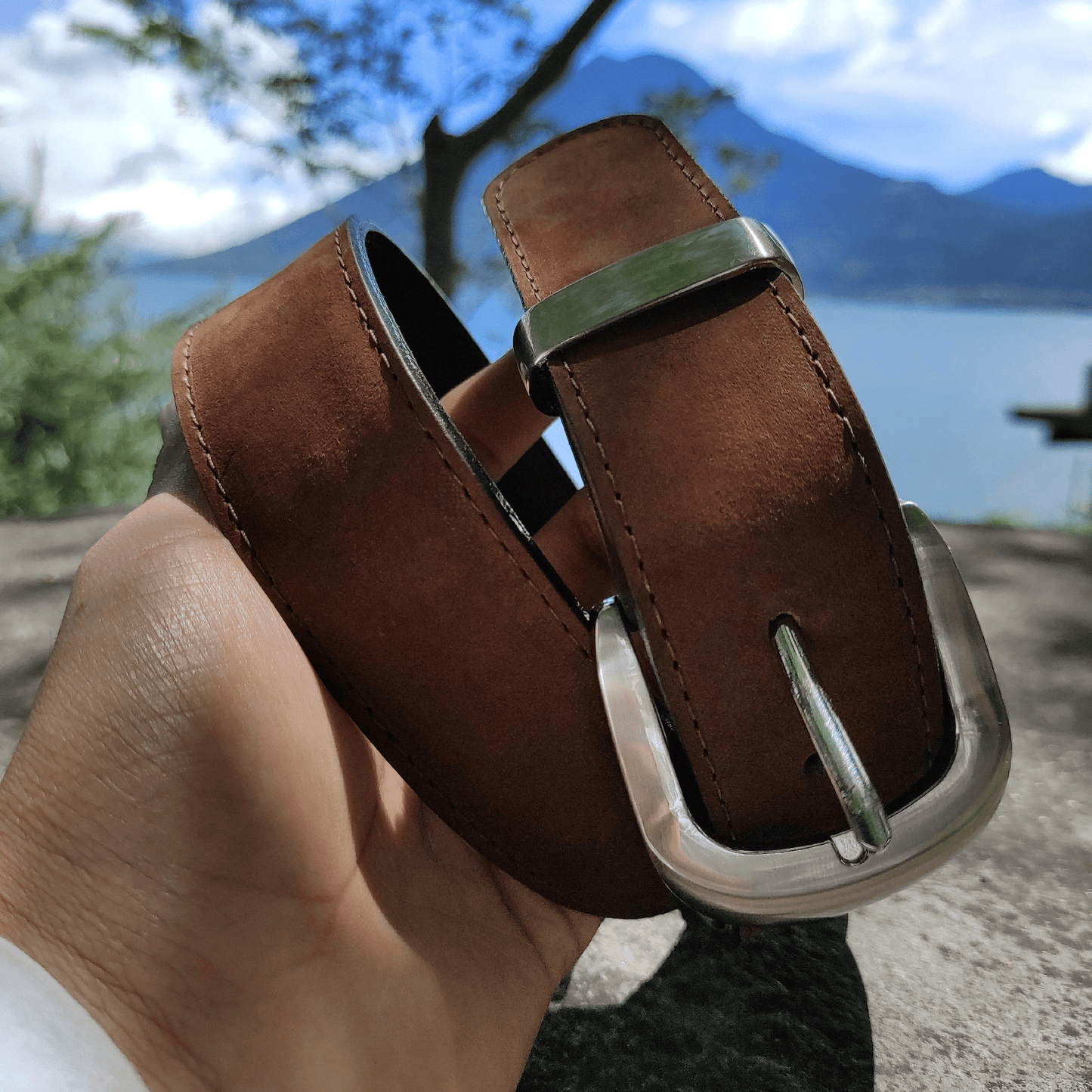 Caramel Brown Suede Leather Money Belt