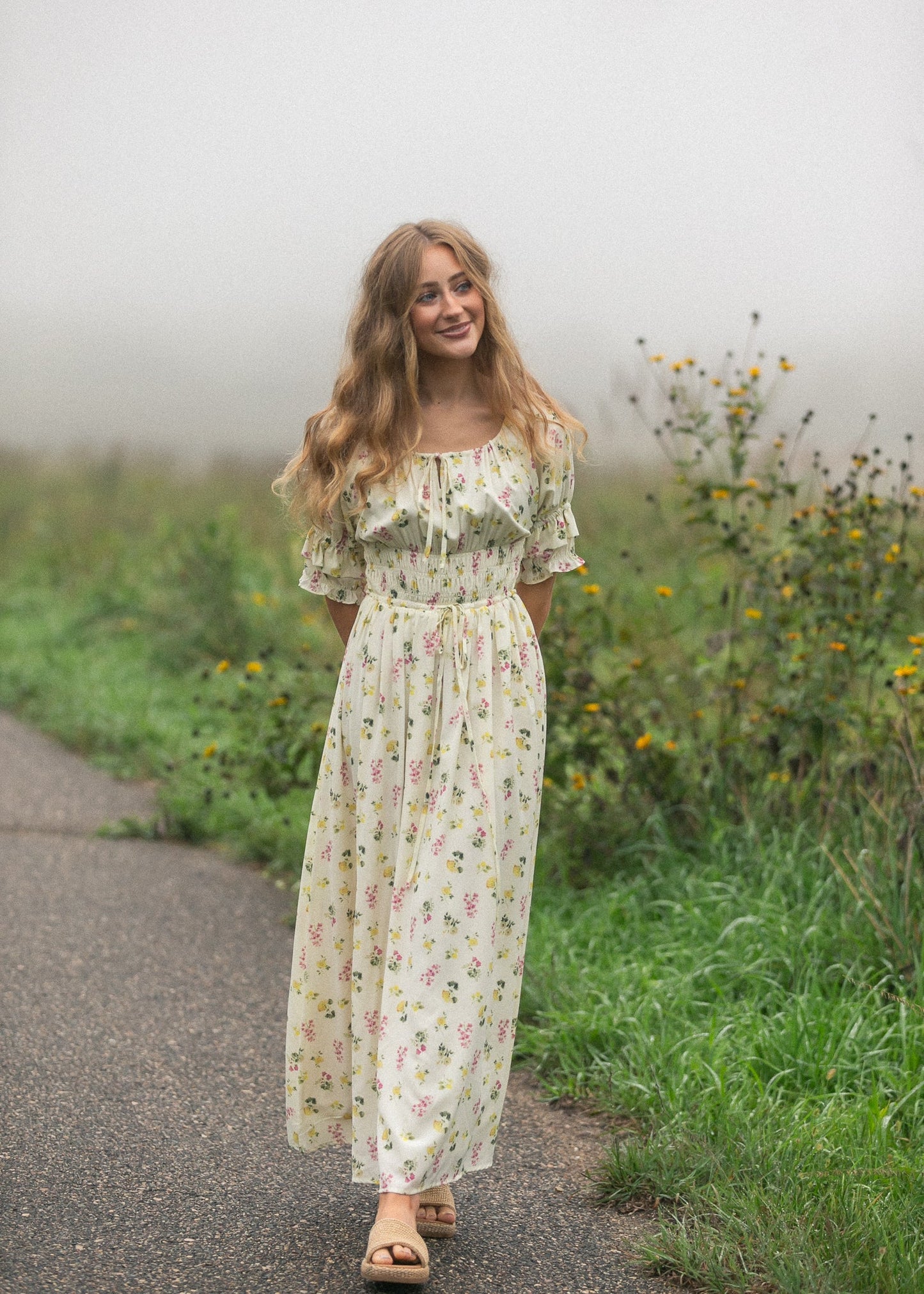 Celine Puff Sleeve Floral Maxi Dress