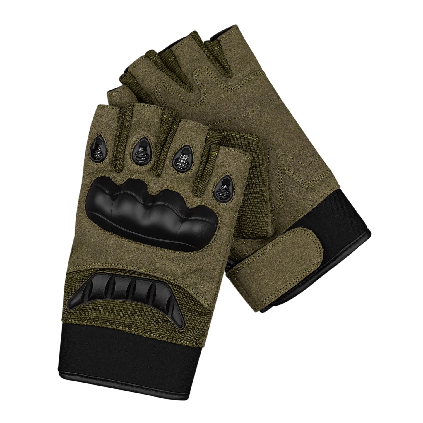 JAG Half Finger Tactical Gloves - (Olive)