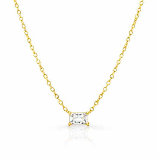 PEYTON GOLD DAINTY EMERALD CZ DIAMOND PENDANT NECKLACE