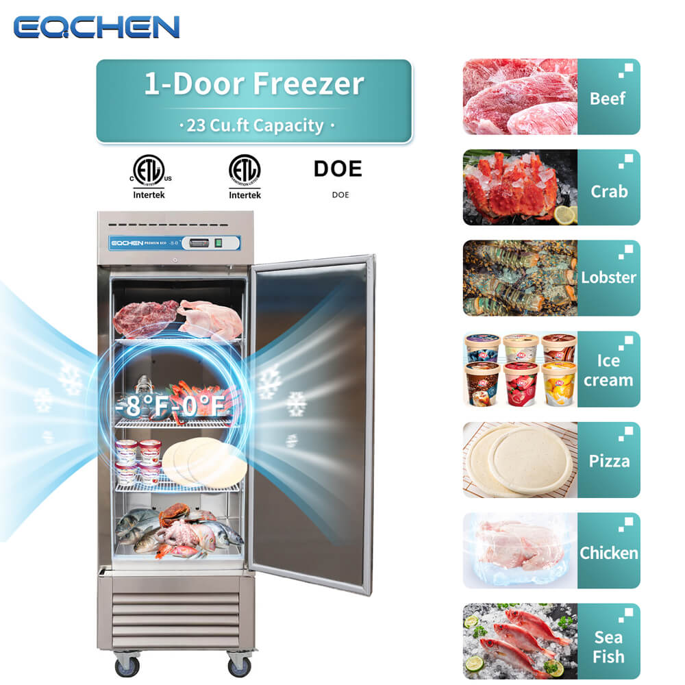 Commercial Reach in Freezer, 23 Cu.ft Stainless Steel Reach in Commercial Upright Freezer
