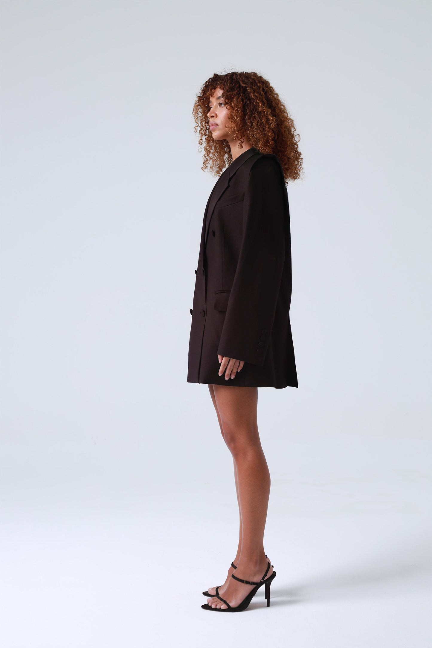 Brown Double-Breasted Virgin Wool Blazer| Monica Blazer