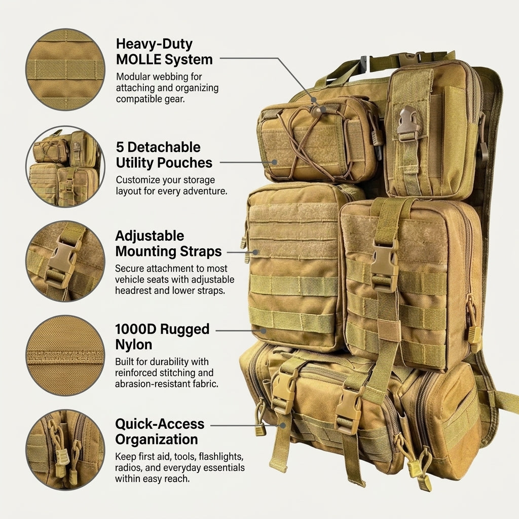Tactical MOLLE Seat Organizer Set