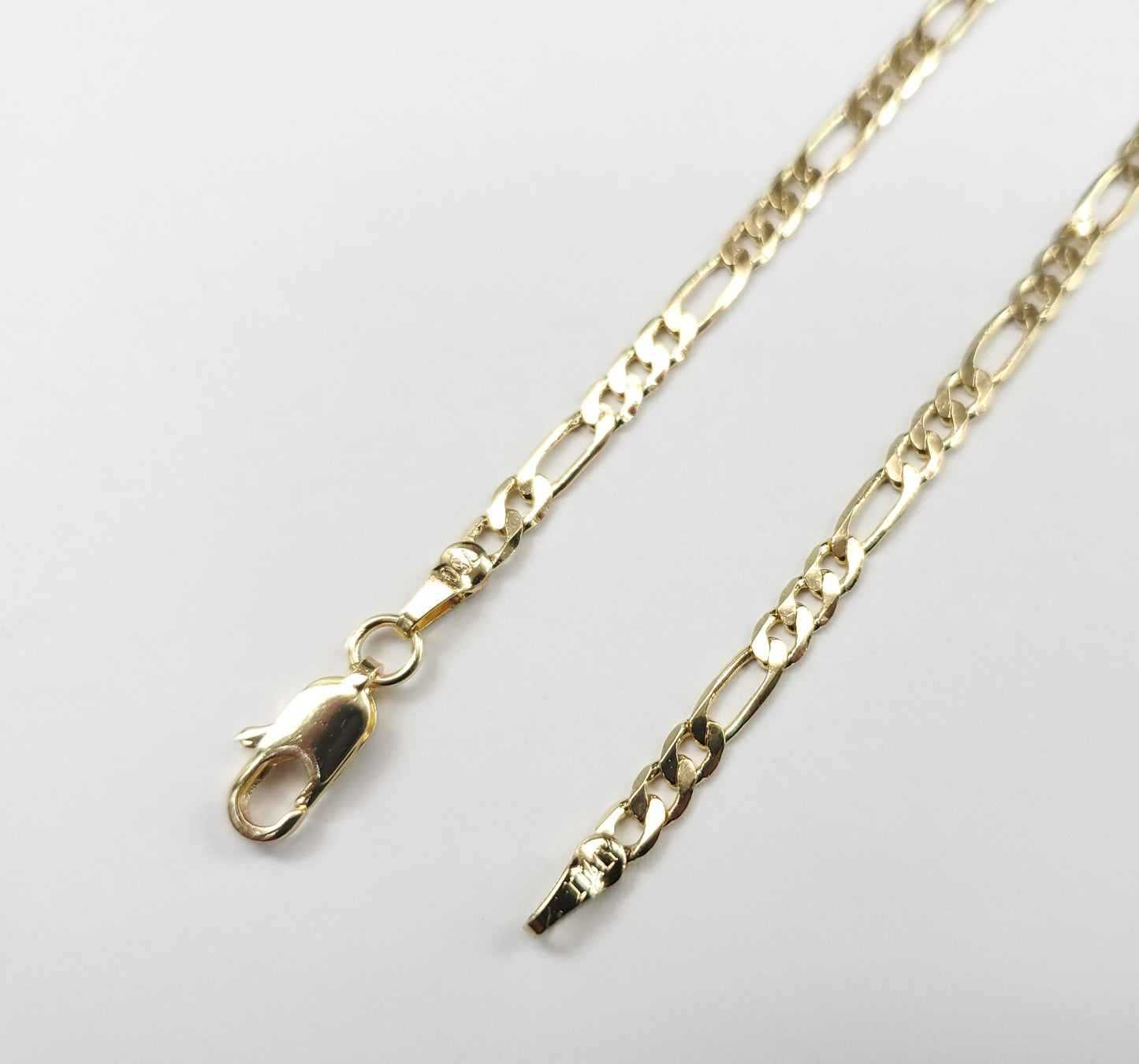 14K Gold Plated Figaro Link Chain 20 Inch Necklace 3MM Jewelry For Men and Women. Cadena de Oro Laminado Collar Para Hombre Mujer