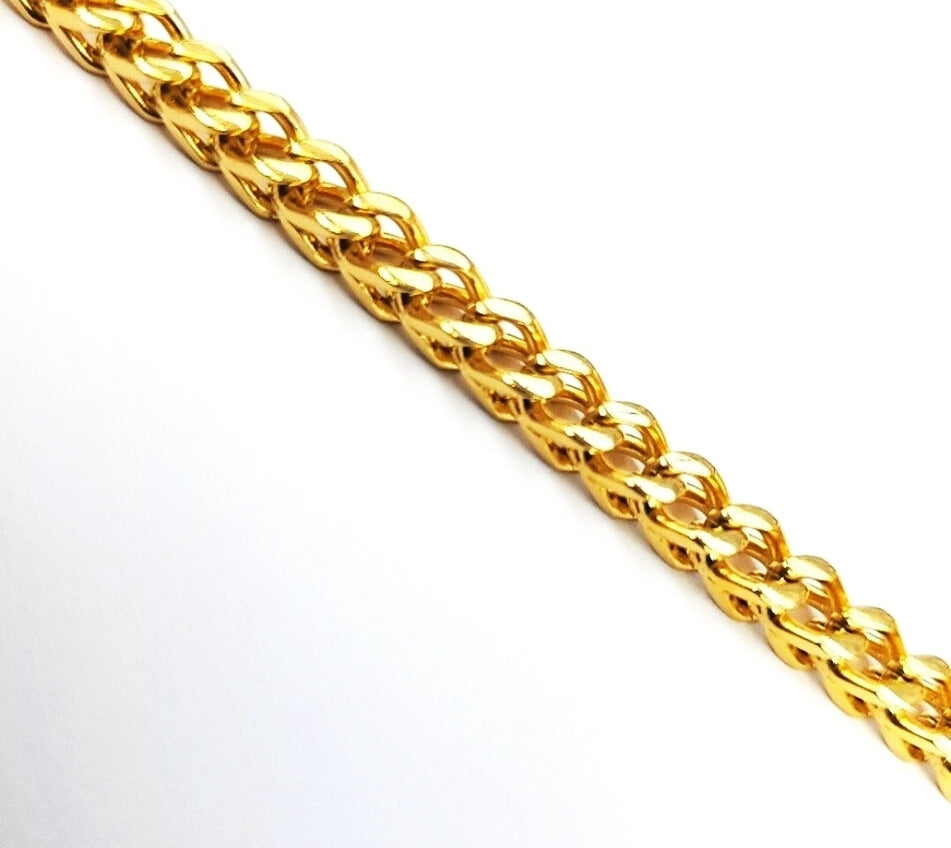 Franco Chain Stainless Steel Foxtail Bracelet 4mm 14k Gold Plated