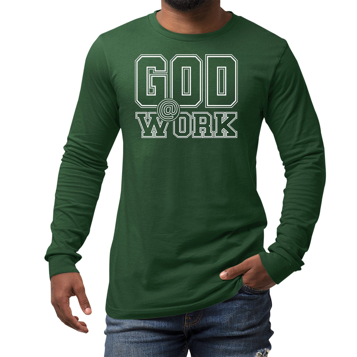 Mens Long Sleeve Graphic T-shirt - God at Work Tee