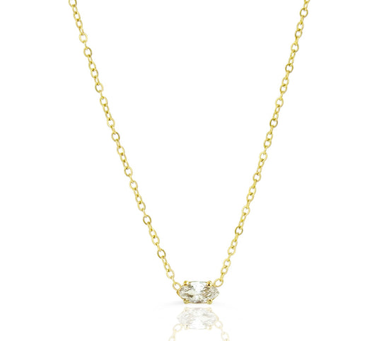 PHOEBE DAINTY GOLD MARQUIS CZ DIAMOND PENDANT NECKLACE
