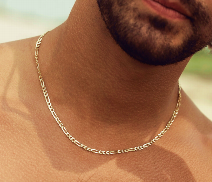 14K Gold Plated Figaro Link Chain 20 Inch Necklace 3MM Jewelry For Men and Women. Cadena de Oro Laminado Collar Para Hombre Mujer