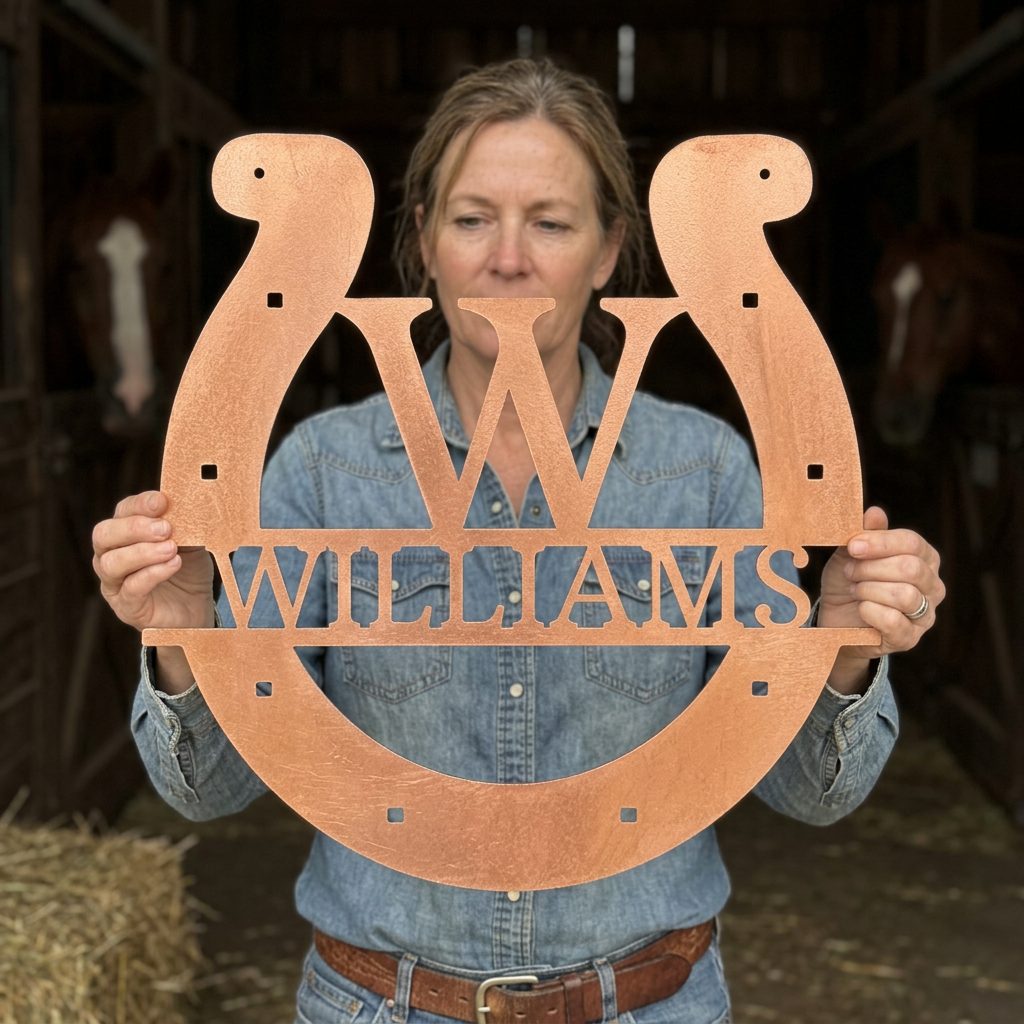 Custom Metal Wall Art - Personalized Horseshoe Sign