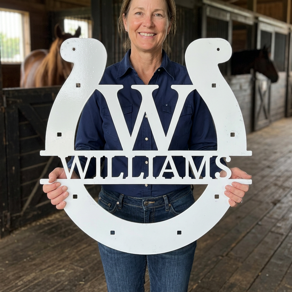 Custom Metal Wall Art - Personalized Horseshoe Sign