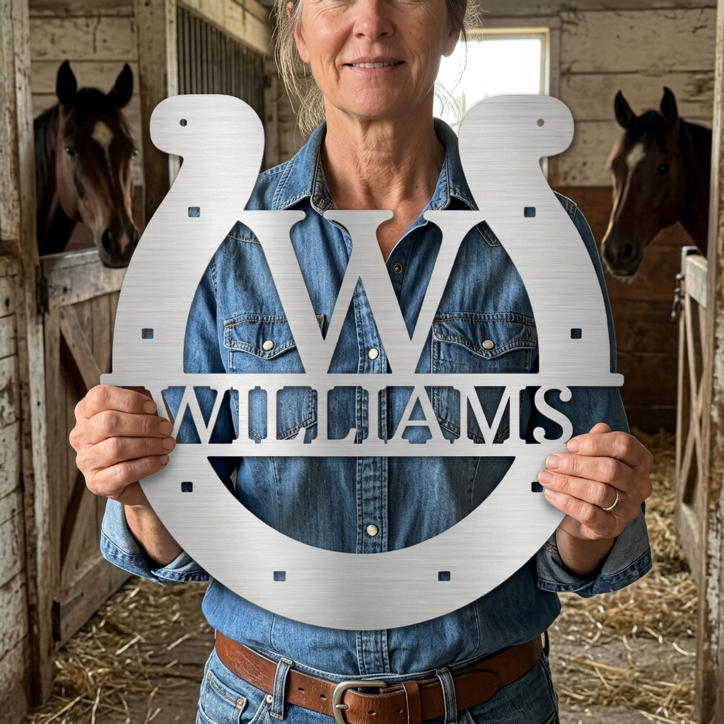 Custom Metal Wall Art - Personalized Horseshoe Sign