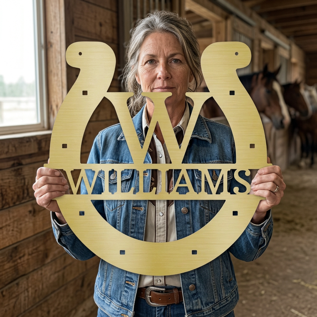 Custom Metal Wall Art - Personalized Horseshoe Sign
