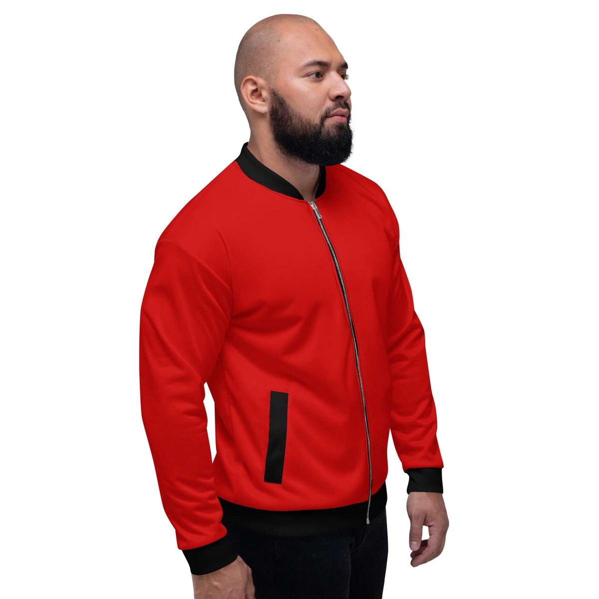 Mens Bomber Jacket - Red and Black