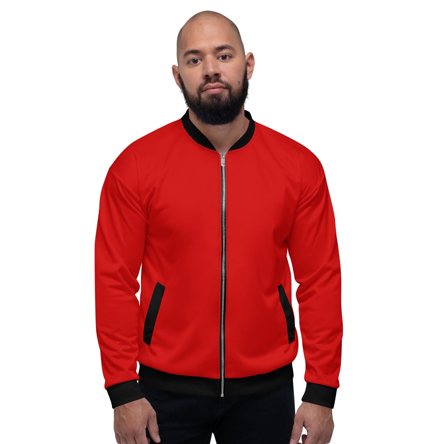 Mens Bomber Jacket - Red and Black