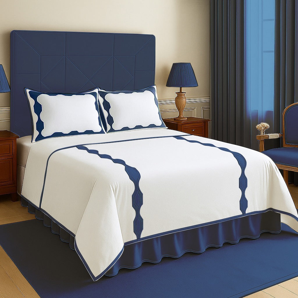 Hexagonal Applique Border Cotton Duvet Cover Set