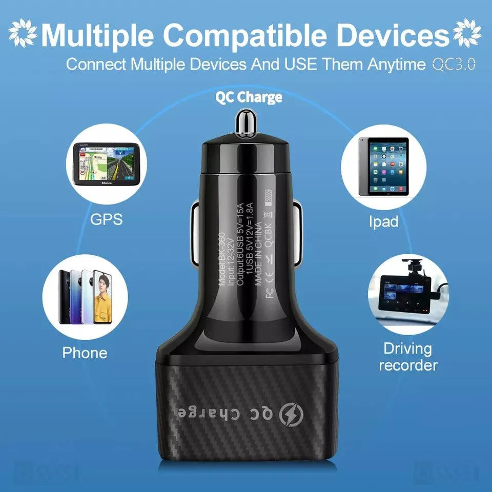 PBG 3 Port LED Voltage Wall Charger and 6 Port Car Charger White/White