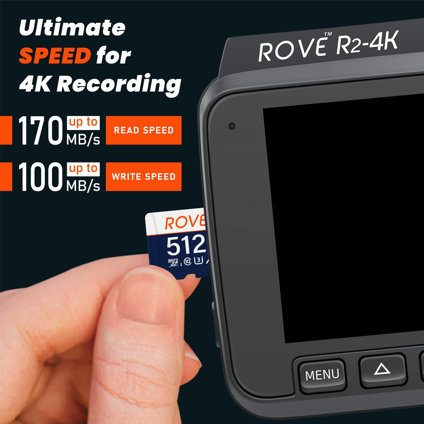 Rove Ultimate 128GB/256GB/512GB Micro SDXC Card with USB 3.2 Gen-1 Type-C card reader, Micro SD memory card for dash cam, Up to 170MB/s Read, 100MB/s Write, U3, Class10