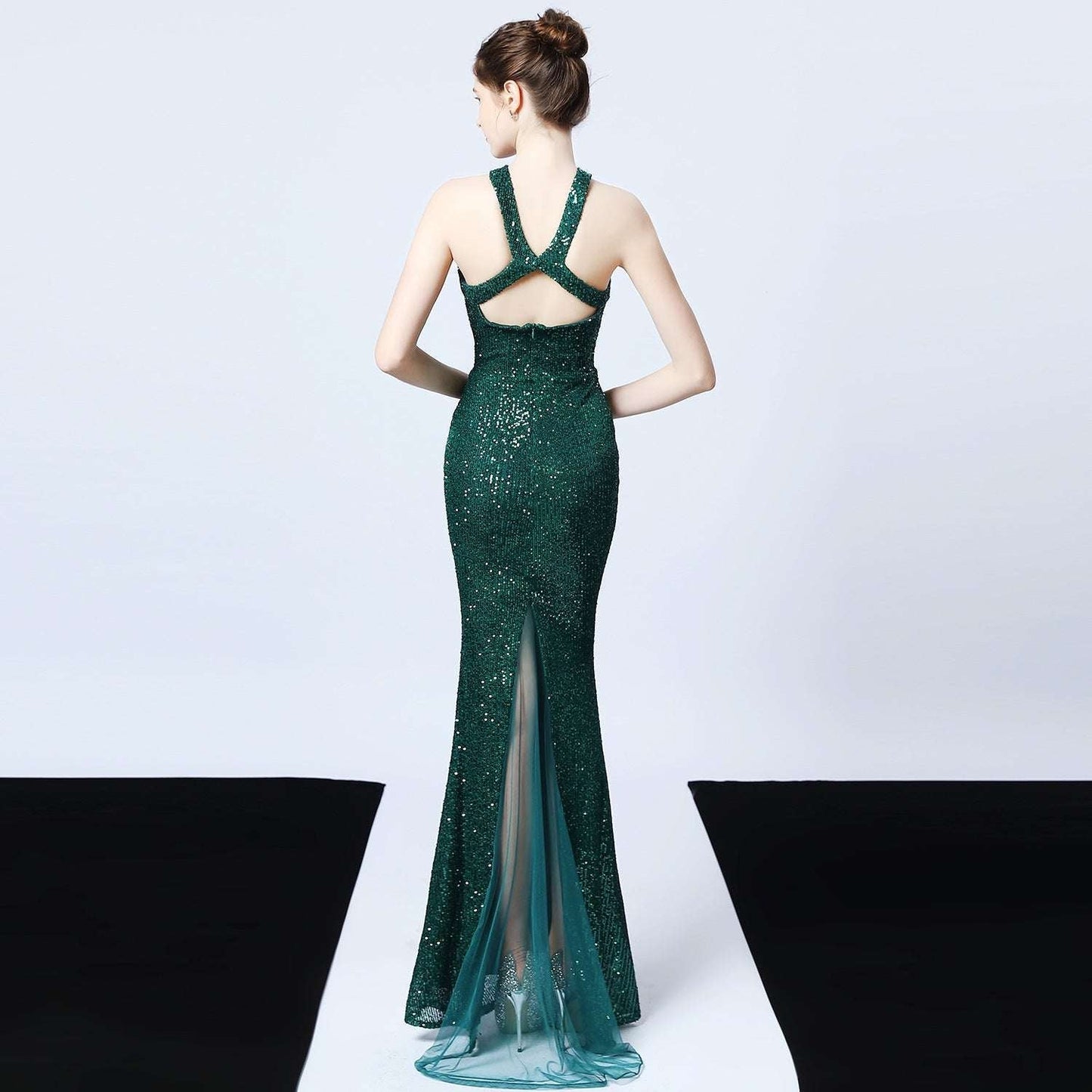 Sequined Party Dress Long Banquet Slim Fishtail
