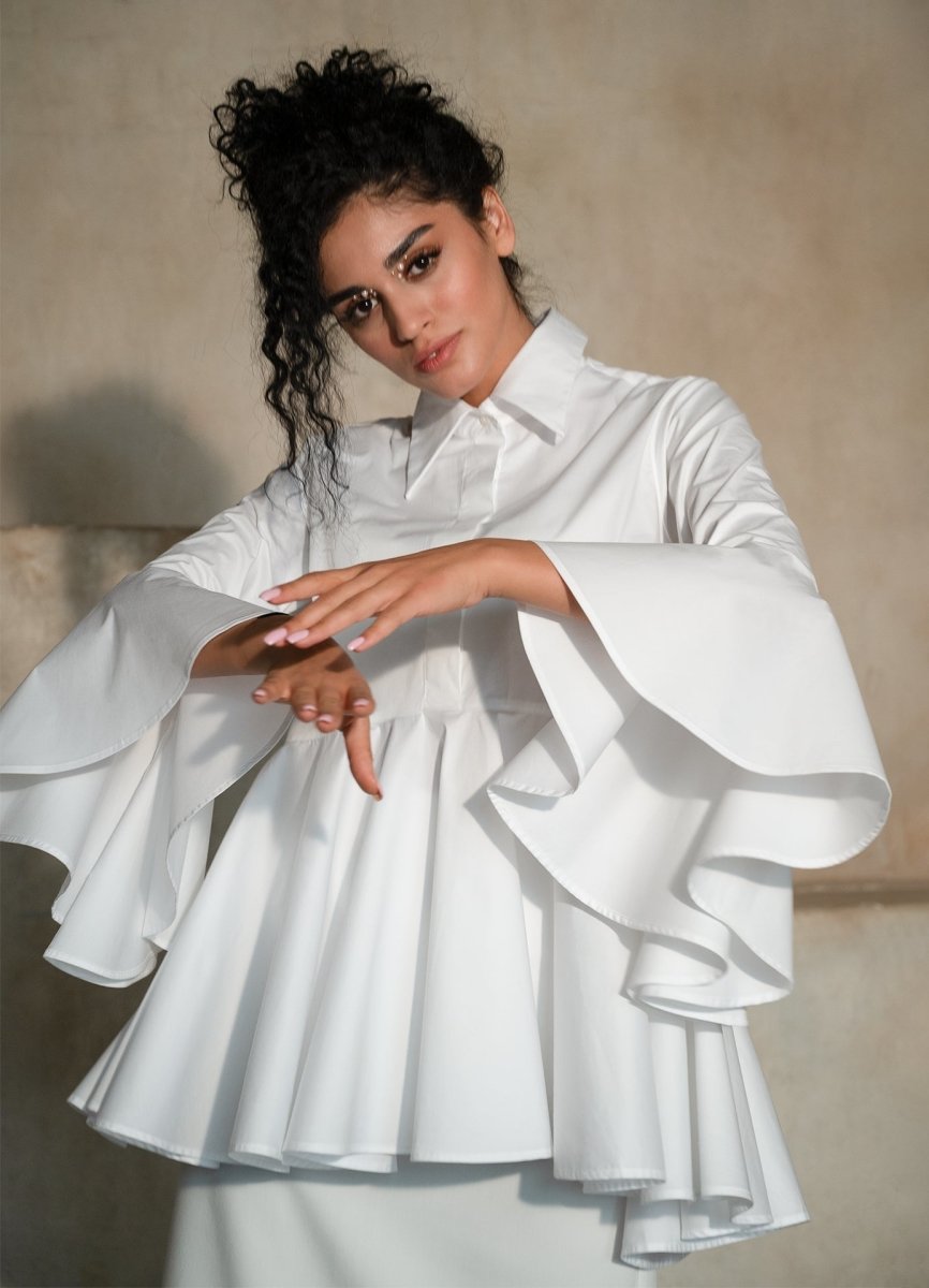 Sesta Italian Design White Gabardine Shirt