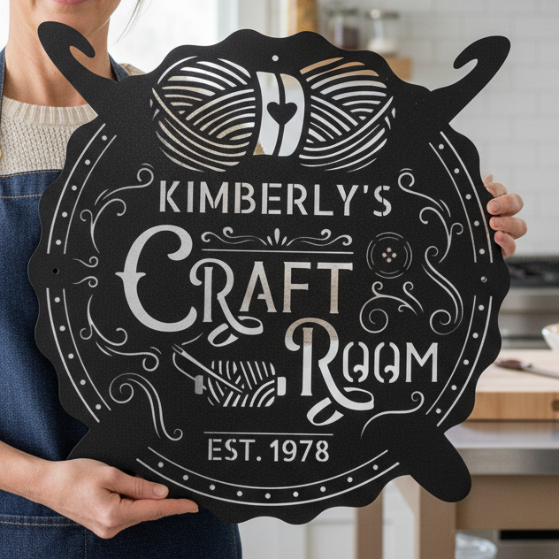 Custom Metal Wall Art - Personalized Crochet Sign