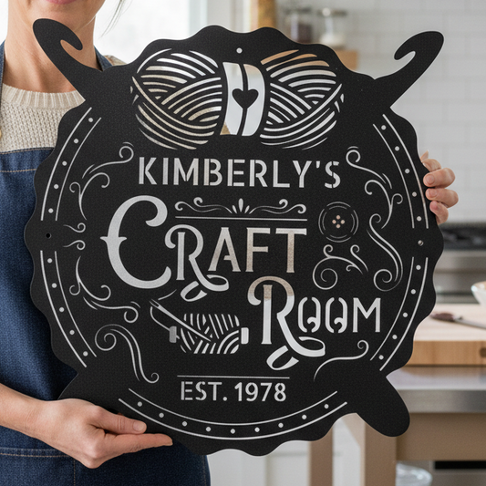 Custom Metal Wall Art - Personalized Crochet Sign