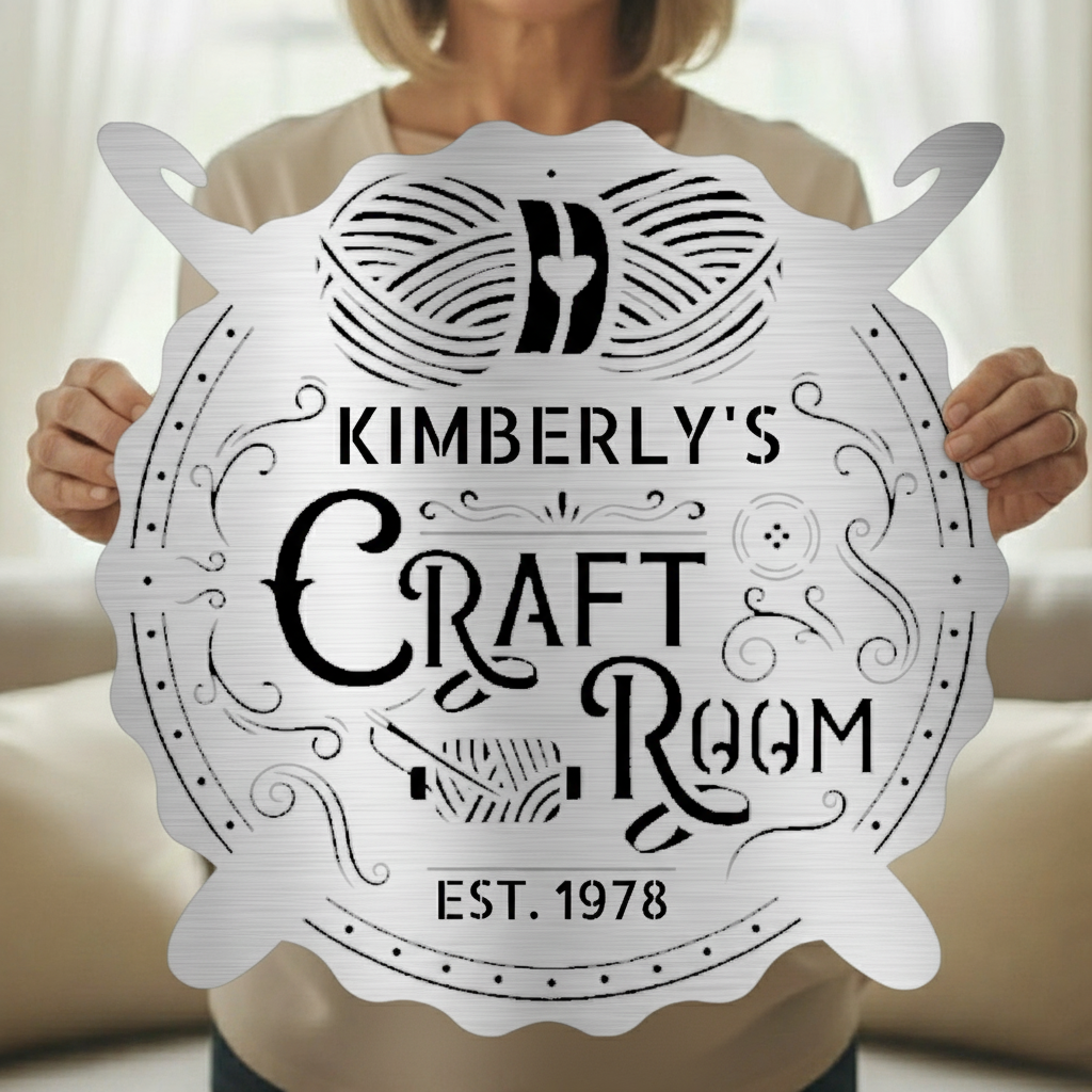 Custom Metal Wall Art - Personalized Crochet Sign