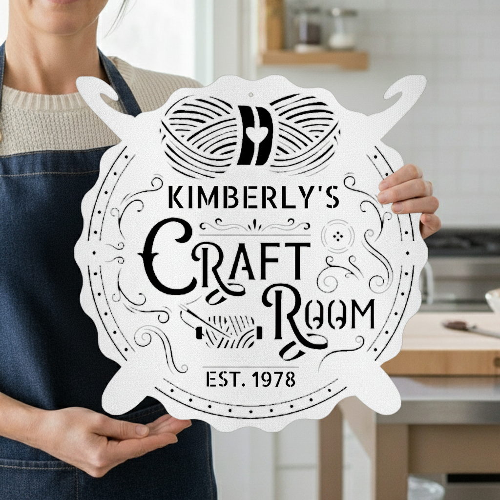 Custom Metal Wall Art - Personalized Crochet Sign