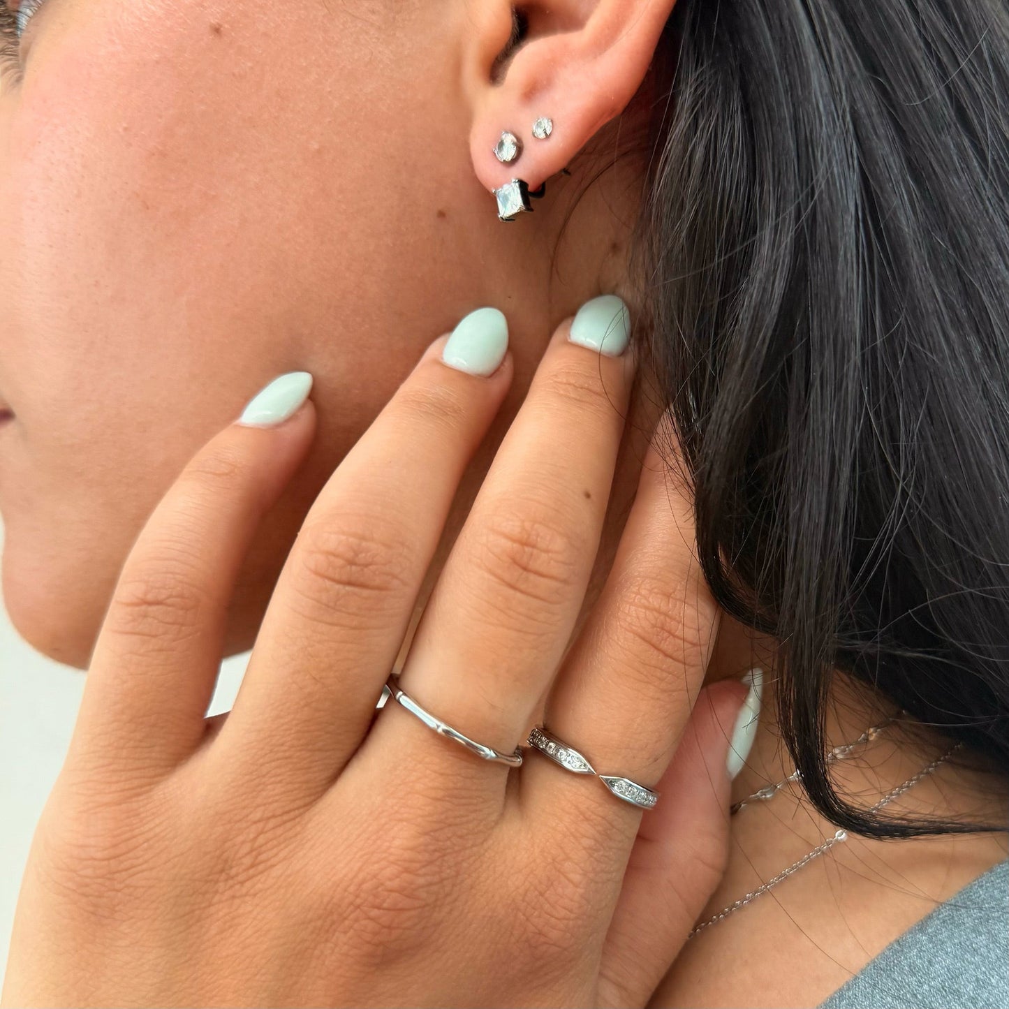 VERA SILVER CZ DIAMOND OPEN CLAW RING